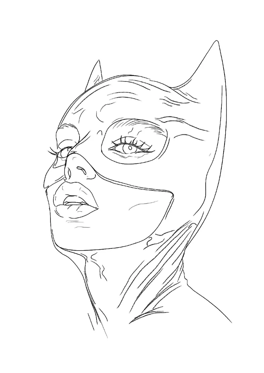 Stencil: a face in a cat mask, side profile